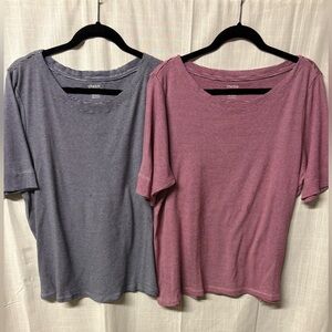 Chico's Red and Black Striped Tops